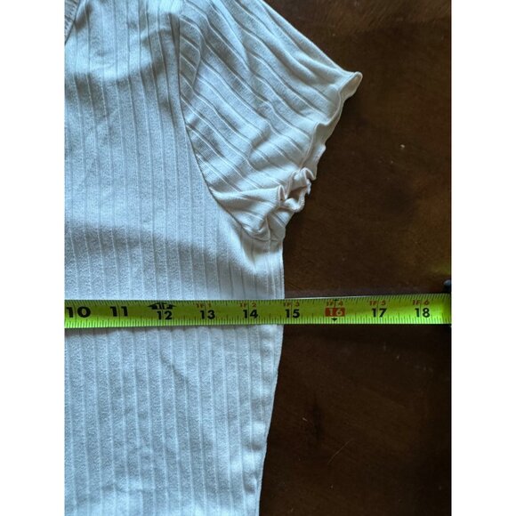 Love Streak Womens Top S Ribbed Light Blush Button-Up Crop Top 90s - Picture 6 of 6